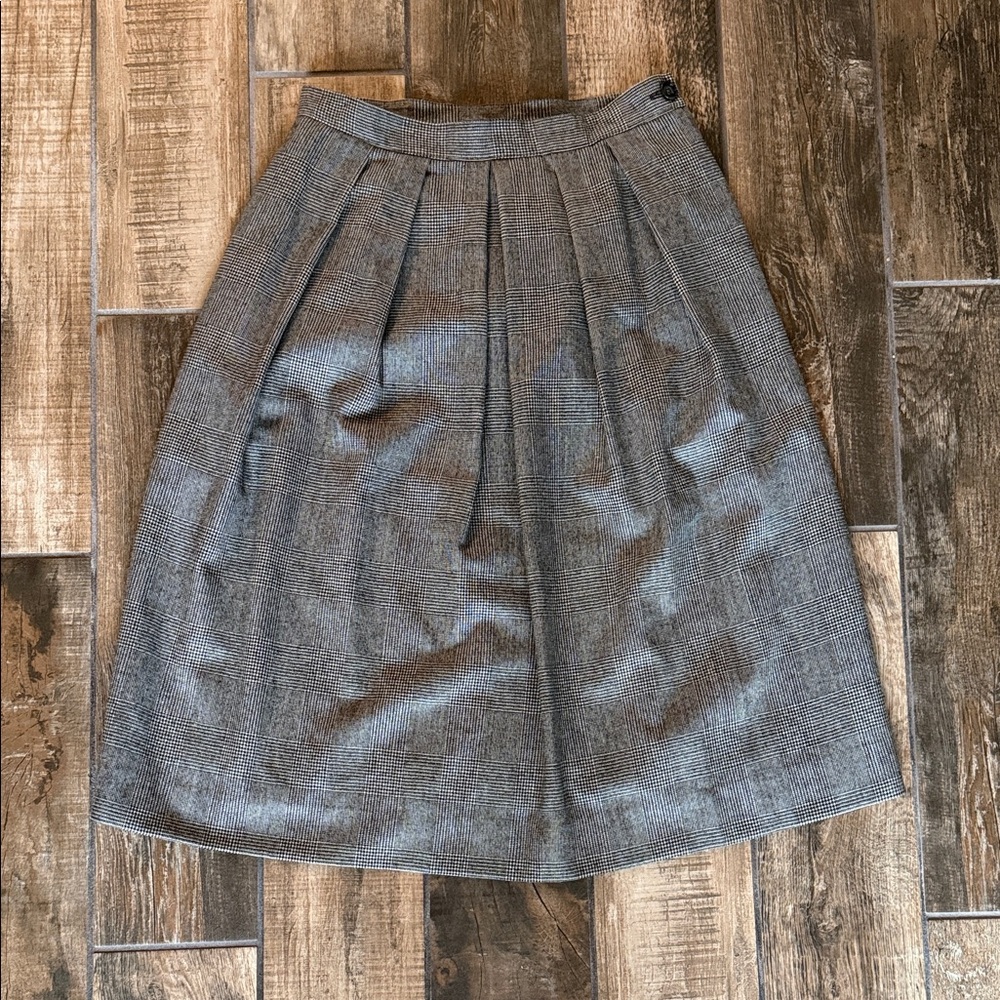 Vintage Prophecy 100% Pure Wool Plaid A-Line Midi Skirt - Made in USA
